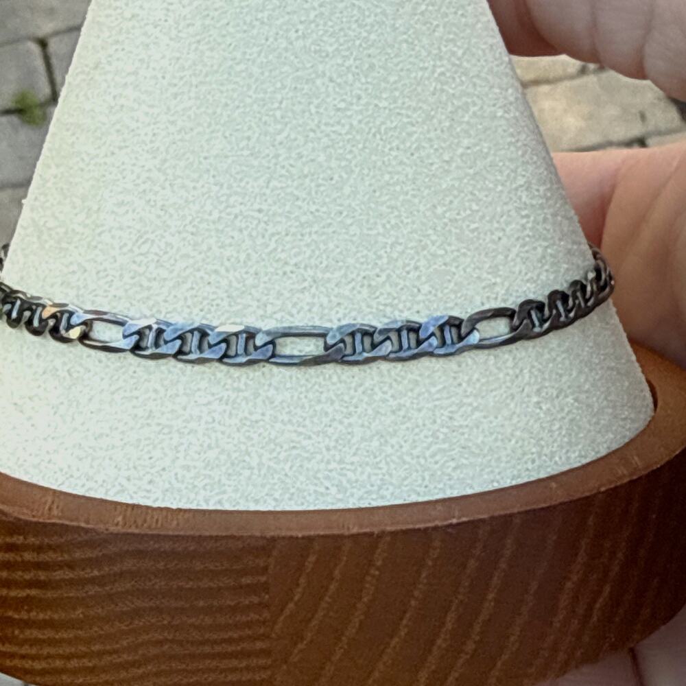 925 Sterling Silver Figaro Chain Bracelet Lobster Clasp Made in Italy NWT
